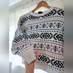 Multicolored/patterned cotton sweater LizSport size Small petite